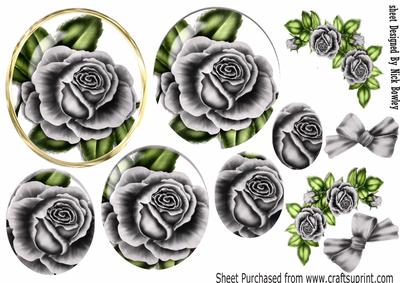 Pretty Silver Rose Pyramids with Roses & Bow A4
