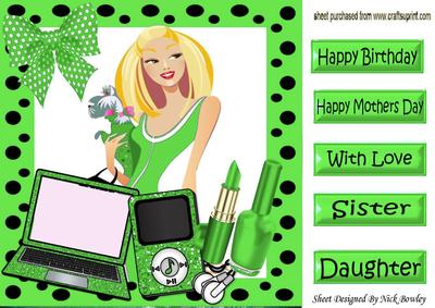 Trendy Lady with Her Pooch and Green Gadgets 8x8