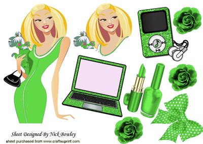 Trendy Lady with Her Pooch and Green Gadgets A4