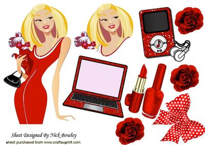 Trendy Lady with Her Pooch and Red Gadgets A4