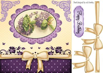 Lilac Flowers in Scalloped Frame with Bow 8x8