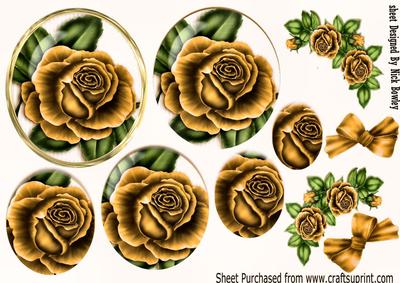 Pretty Gold Rose with Roses and Bows Pyramids