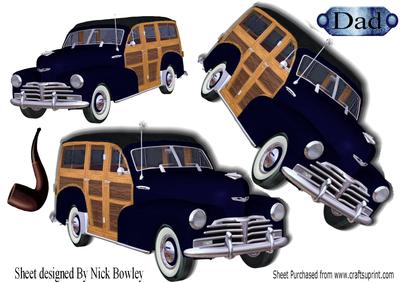 1948 Black Vintage Woody Car with Pipe A4