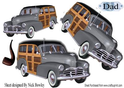1948 Silver Vintage Woody Car with Pipe A4