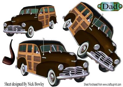 1948 Brown Vintage Woody Car with Pipe A4
