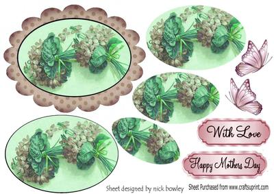 Pretty Flowers in Scalloped Frame with Green Bow Pyramids