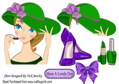 Pretty Lady with Her Lippy and Green Hat A4