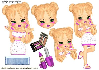 Pretty Girls with Makeup and Polkadot Bow A4