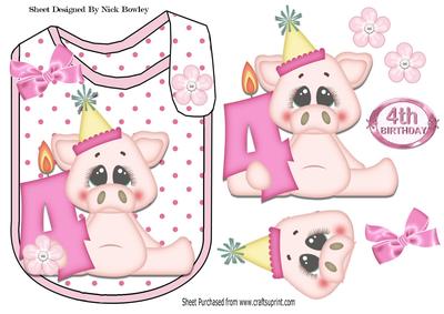 Cute Little Pig, It's My 4th Birthday on a Bib