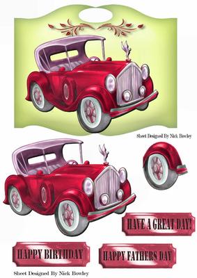 Old Vintage Red Car on Country Wall Plaque
