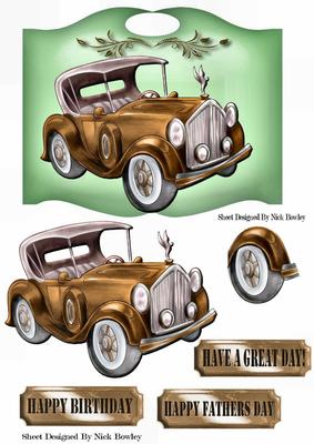 Old Vintage Brown Car on Country Wall Plaque