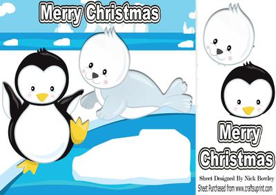 Artic Friends Cute Seal and Penguin 8x8