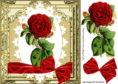 Pretty Red Roses in Ornate Frame 8x8
