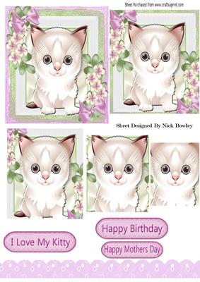 Cute Kitty with Flowers and Bows Pyramids