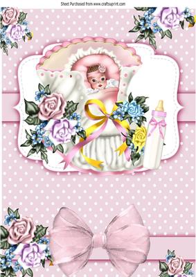 Sweet Baby Girl in Flowered Bootee Wih Bows A4