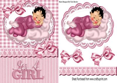 Baby Girl Sleeping on a Cloud with Pretty Bows