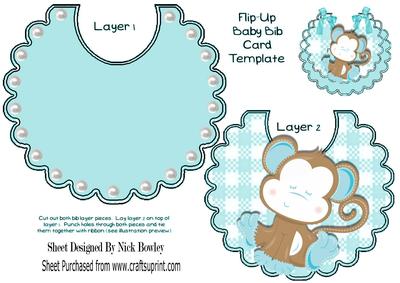 Sleepy Little Monkey on a Blue Bib