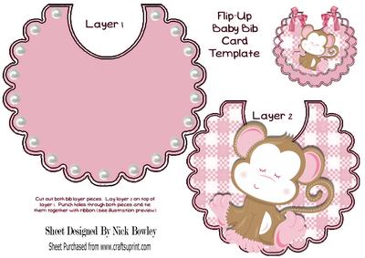 Sleepy Little Monkey on a Pink Bib