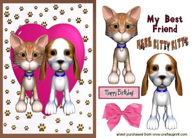 Best of Friends! Cute Cartoon Cat/dog