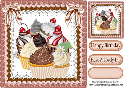 Chocolate, Cream and Cherry Cupcakes 8x8