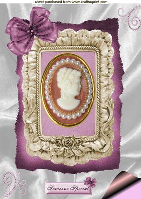 Beautiful Cameo with Rose Pink Background A4 Topper