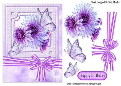 Pretty Lilac Chrysthanthemums with Butterflies and Bow