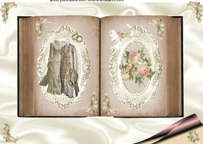 Beautiful Vintage Wedding Open Book A4 Topper