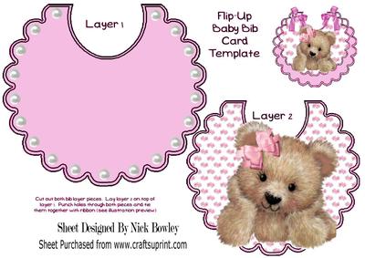 Fuzzy Bear with Pink Bows and Pearls on a Bib