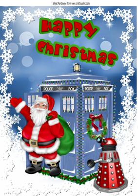 Santa Who! with His Tardis, Presents & Dalek A4