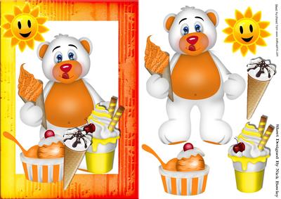 Summer, Sun and Ice Cream Sundaes with Bear