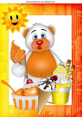 Summer, Sun and Ice Cream Sundaes with Bear A4
