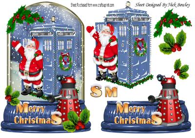 Santa Who! in a Snow Globe with Holly & Dalek
