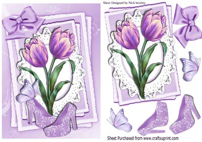 Lilac Tulips on Lace Stacker with Lace Shoes