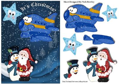 Toonie Plane in the Snow with Santa and Snowman