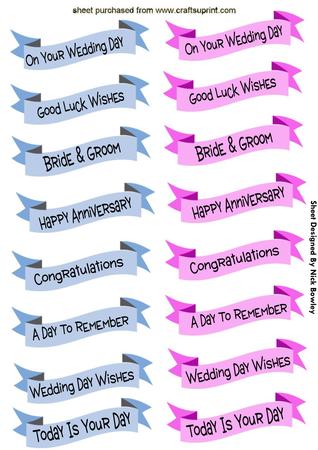 Pink and Blue Scroll Wedding Tags