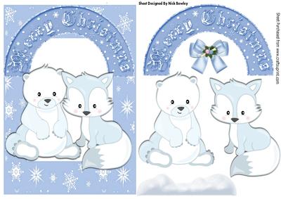 Little Foxy and Polar Bear Ice Friends in the Snow