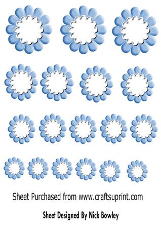 Pretty Blue Flower Emb in Various Sizes