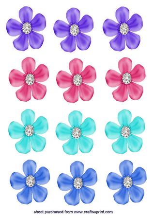 Purple Flowers with Diamonds Emb
