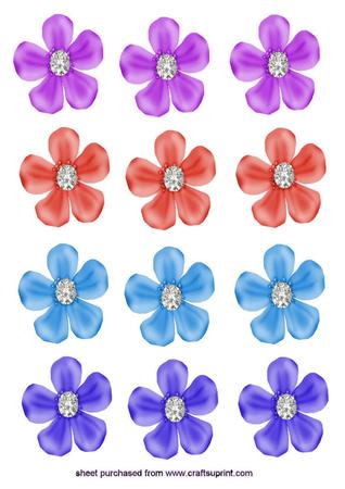 Red Flowers with Diamonds Emb