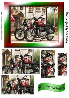 Vintage Motorbikes Outside a Country Pub Pyramids