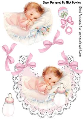 Sweet Baby Girl with Her Bottle on a Lace Bib