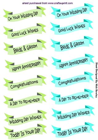 Green and Turq Banner Wedding Sentiment Tags