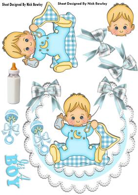 Cute Baby Boy with His Blanket on Lace Bib