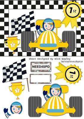 I Have Won the Cup! Racing Driver with Check Flag