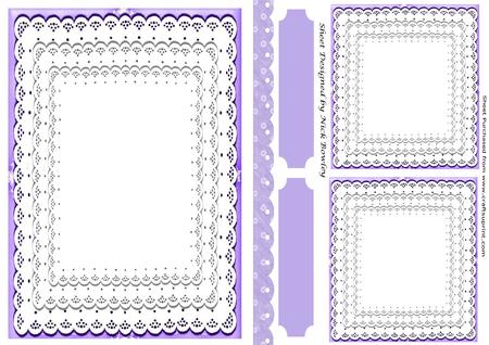 Purple A5 Lace Frames, with Tags, Toppers and Border