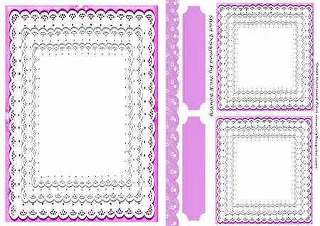 Pink Lace Frames, with Tags, Toppers and Border