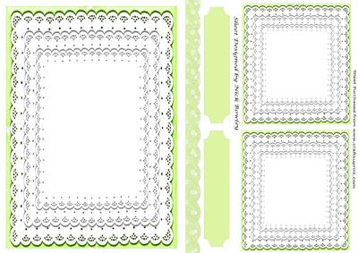 Pretty A5 Green Lace Frame with Toppers, Tags & Border