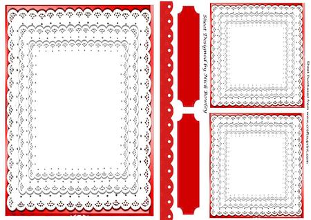 Red A5 Lace Frame, Toppers and Border