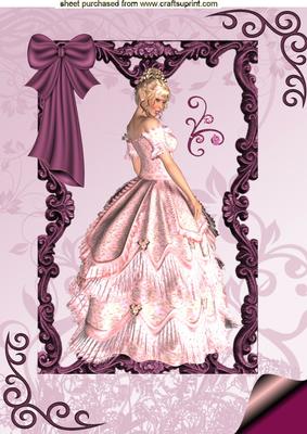Pretty Lady in Pink & Ornate Frame A4 Topper