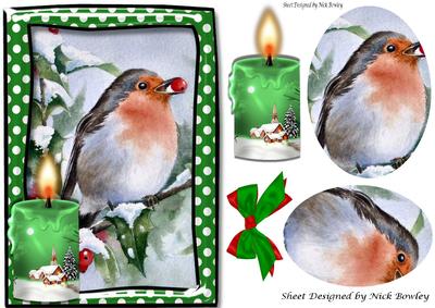 A Lovely Robin with Red Berries in the Snow Oval Pyramids